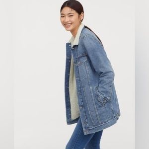 H&M Sherpa fleece lined oversized denim jacket